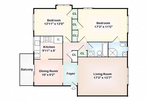 the floor plan for a bedroom house with a living room and a dining room