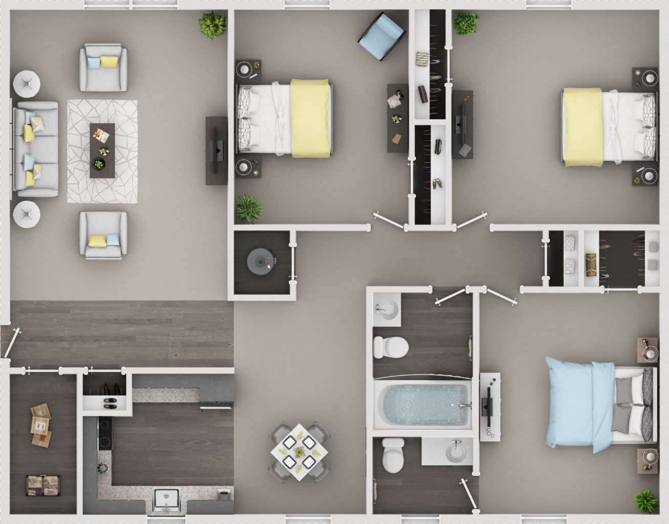 3 Bedroom / 1.5 Bath Floor Plan 4