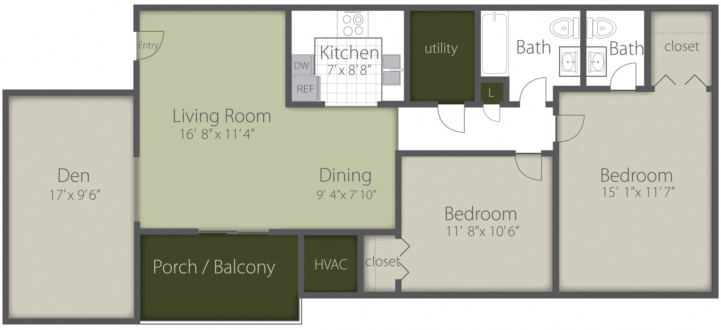 2 Bed 1.5 Bath Den_B Floor Plan 4