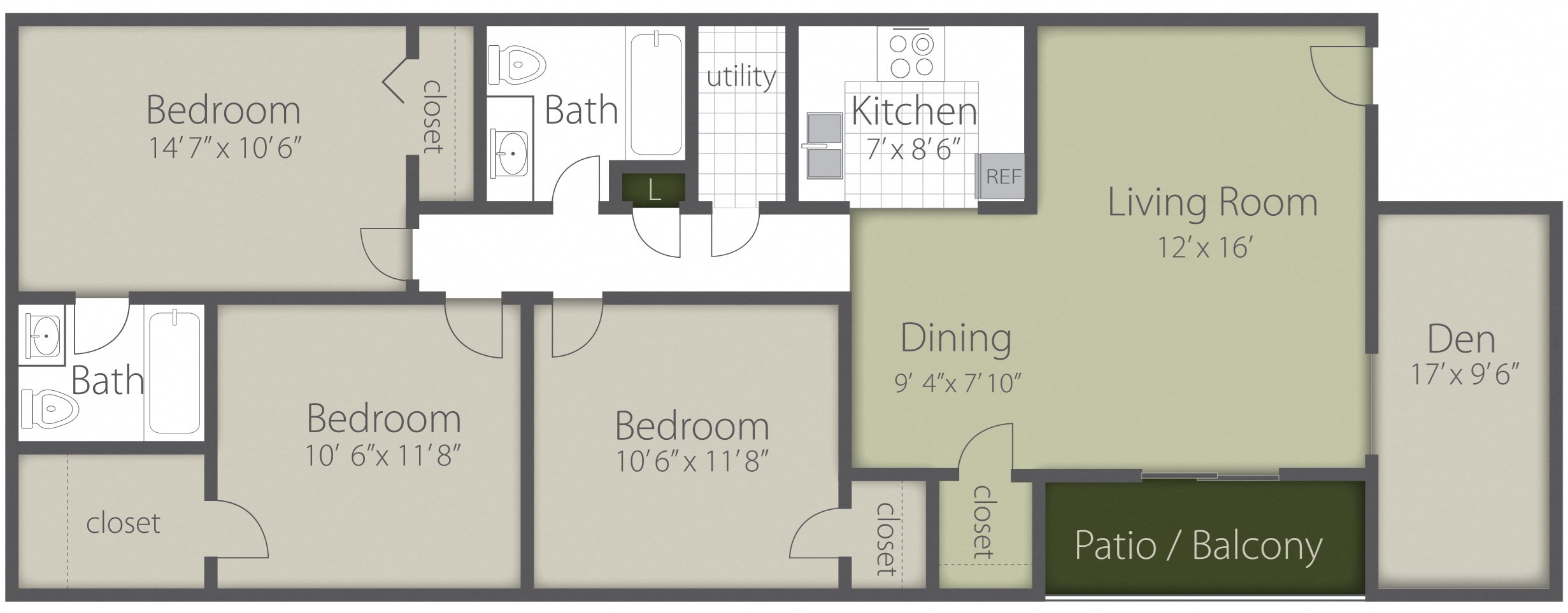3 Bed 2 Bath Den_A Floor Plan 7