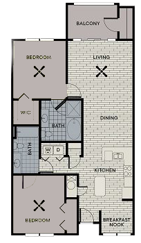2 Bed 2 Bath Rome Floor Plan 2 Bed 2 Bath Rome Floor Plan at Century Deerwood Park, Jacksonville, 32216