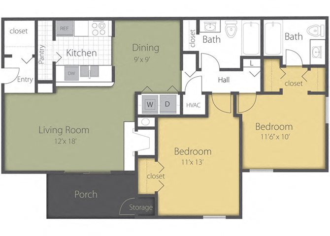 2Bed_2Bath_1008 Floor Plan 2