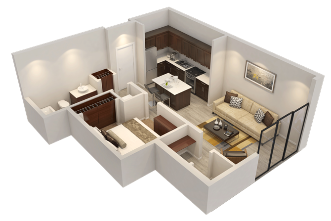 Apartment Floor Plan at Confluence on 3rd Apartments