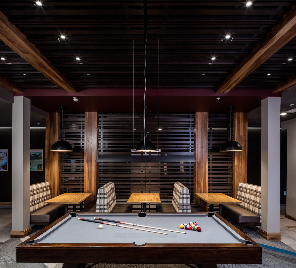 Pool and Club Room at Confluence on 3rd Apartments in Des Moines in Downtown Des Moines