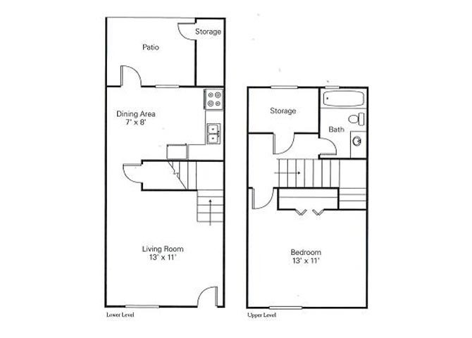 One Bedroom Townhome Floor Plan 2
