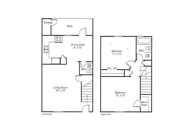 Two Bedroom Townhome Floor Plan 3