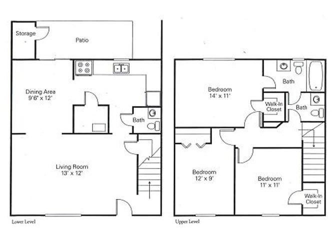 Three Bedroom Townhome Floor Plan 4