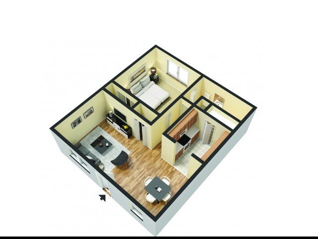 1 Bedroom 1 Bath Floor Plan 1