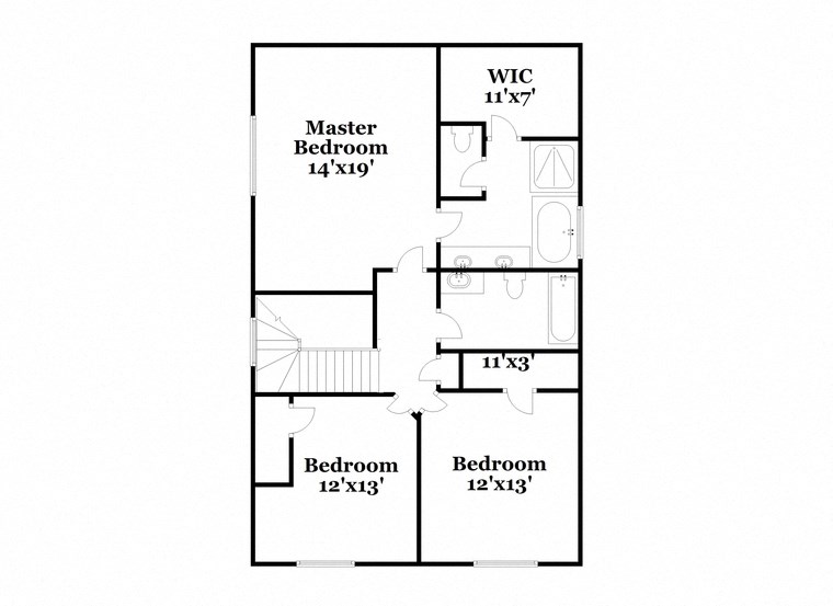 a floor plan of a house with a bedroom and a bathroom
