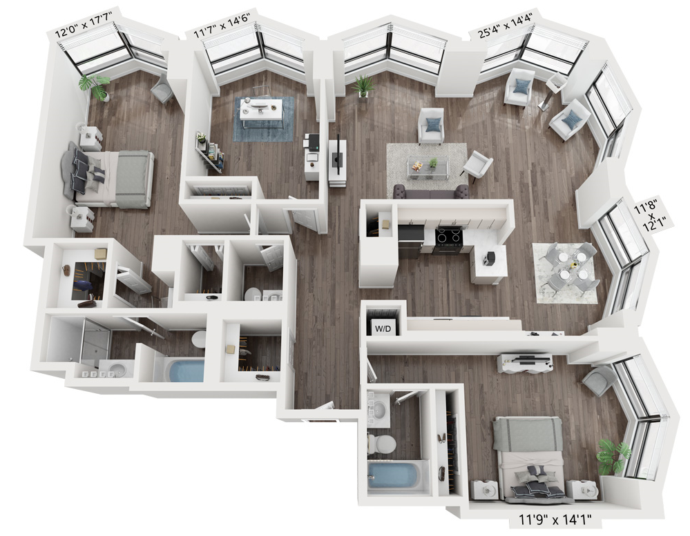 D Floor Plan at North Harbor Tower, Illinois