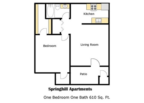 Springhill one bedroom apartment 2D floor plan