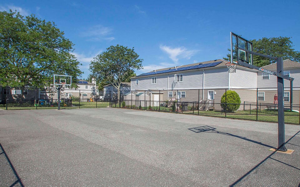 the basketball court is clean and ready for players to play