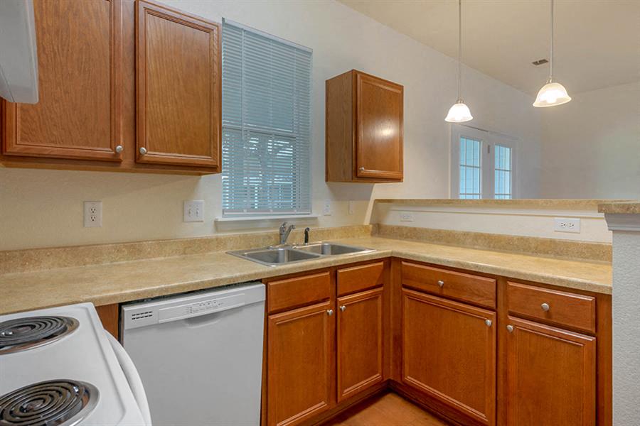 a kitchen with a stove sink and a dishwasher