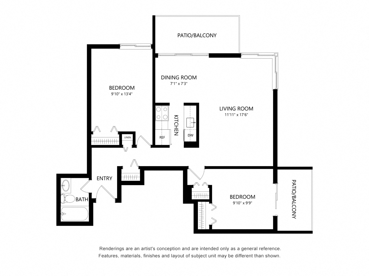 2 Bed 1 Bath