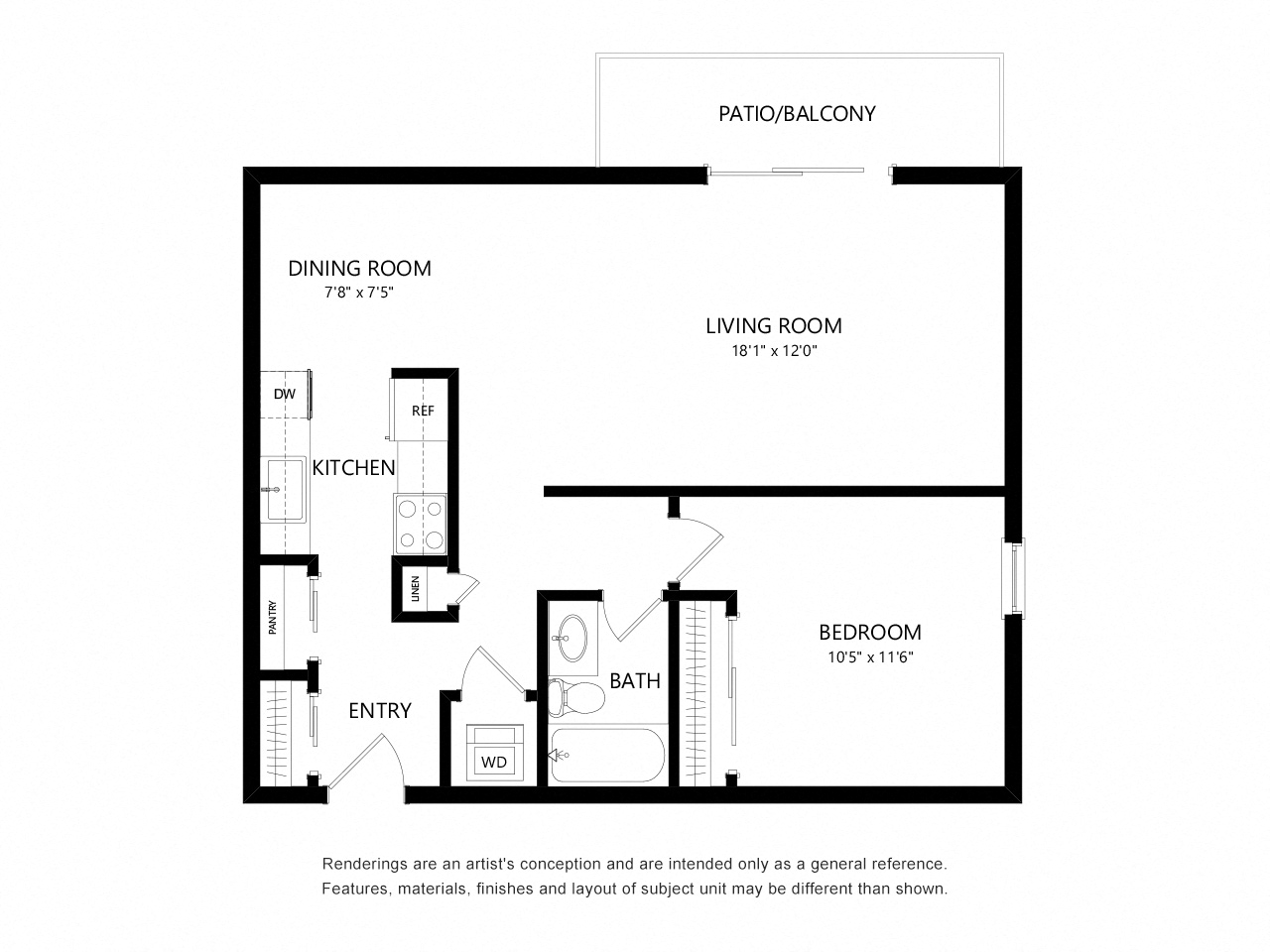 1 Bed 1 Bath