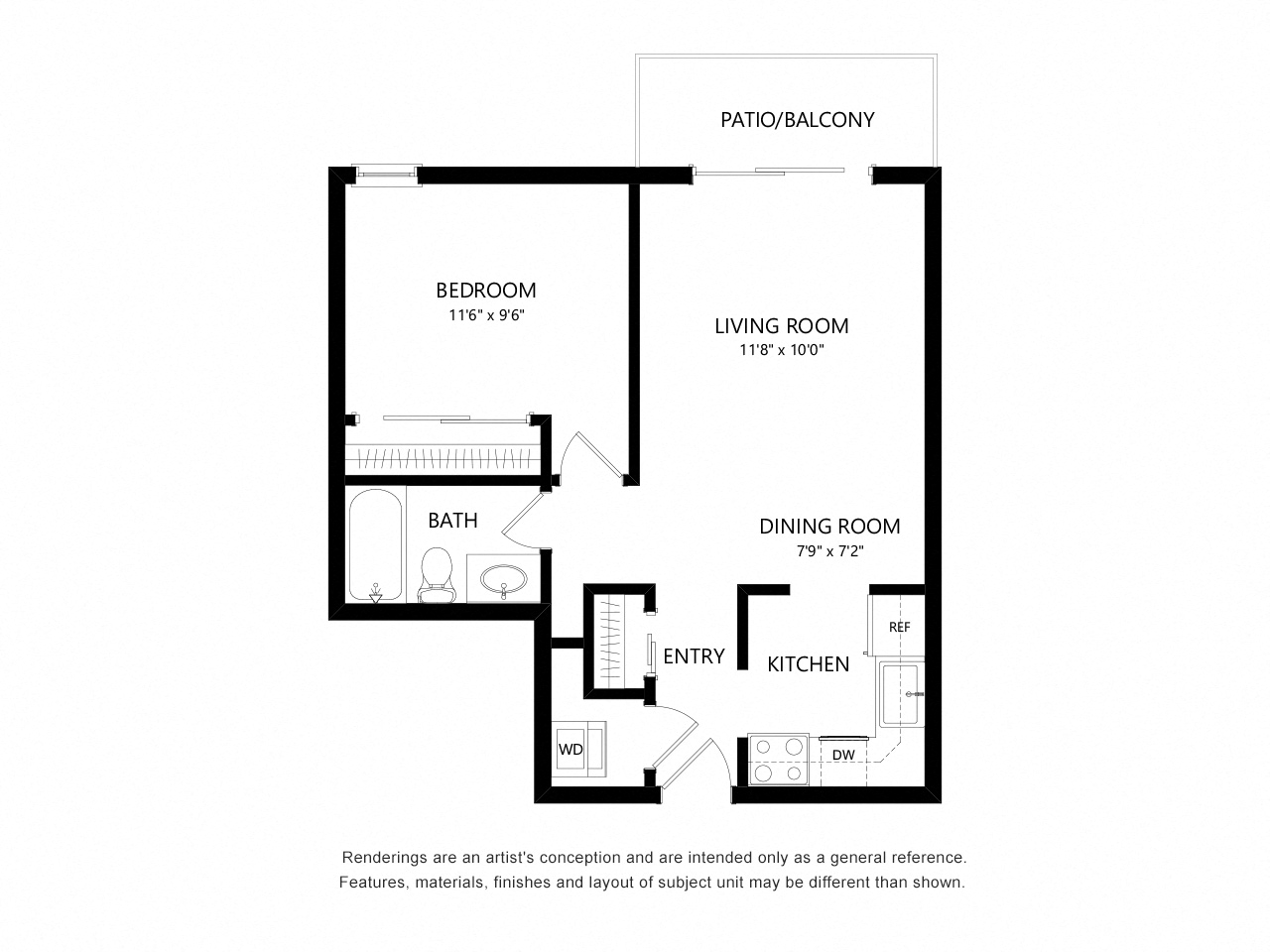 1 Bed 1 Bath
