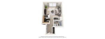 Studio   1  Bath   392 Sq. Ft. Dijon -  Associates Floor Plan at Versailles on the Lakes Schaumburg, Schaumburg, 60173