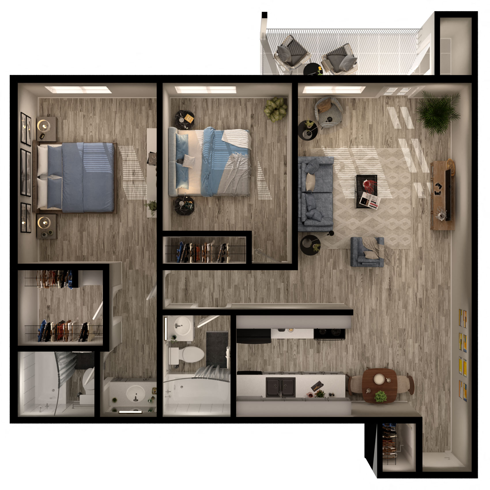 B1 Floor Plan at Agave Apartments, Tucson, 85704