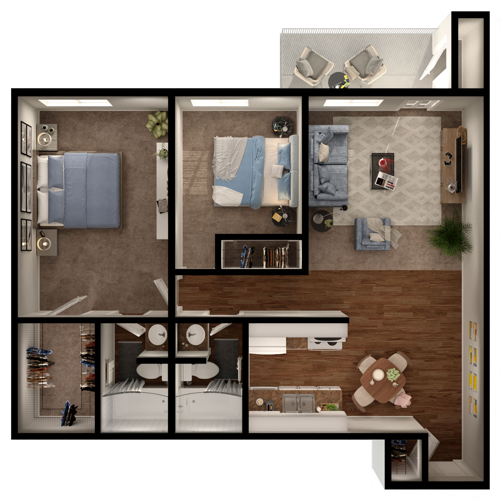 B1R Floor Plan at Elevation Apartments, Tucson, AZ, 85718