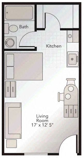 Studio Floor Plan at Silvertree, Westerville, OH, 43081