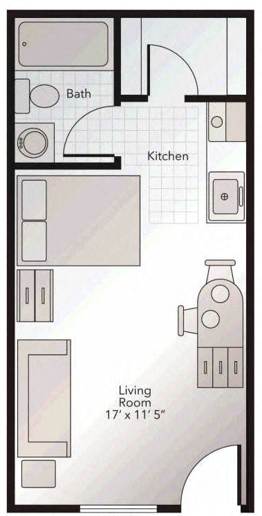 Studio 1 bath Floor Plan at Springburne at Polaris Apartments in Columbus, Ohio 43235