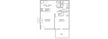 1 Bedroom Floor Plan at Karric Place of Dublin, Dublin, Ohio