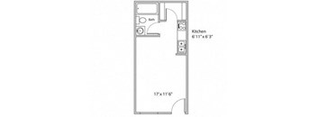 Studio Floor Plan at Karric Place of Dublin, Dublin, 43016