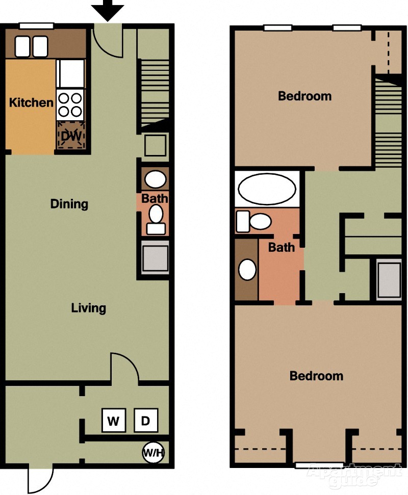 2 Bedroom 1.5 Bath