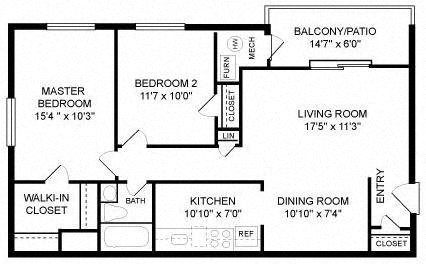 Two Bedroom (2A) Floor Plan 2