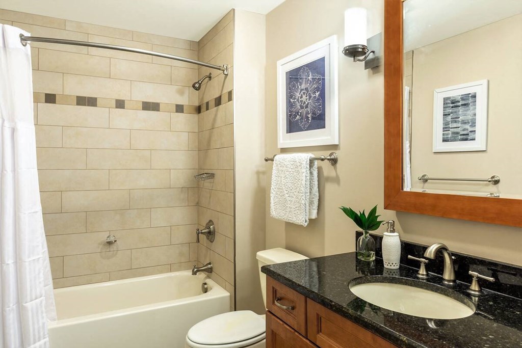 a bathroom with a sink toilet and a bath tub