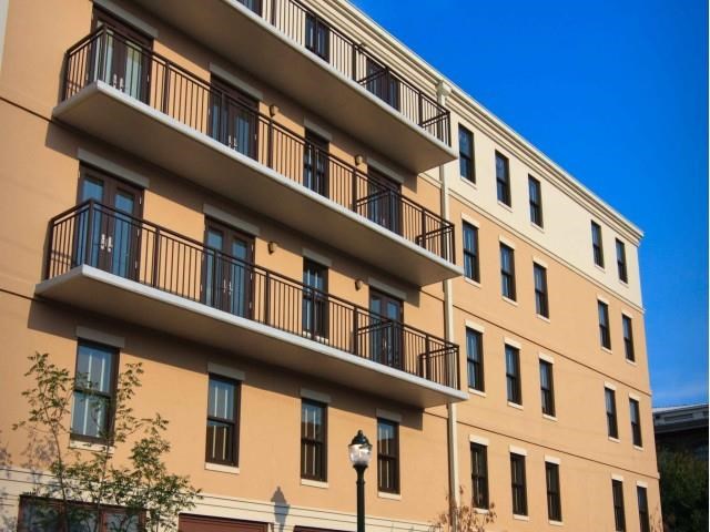 the facade of a building with balconies