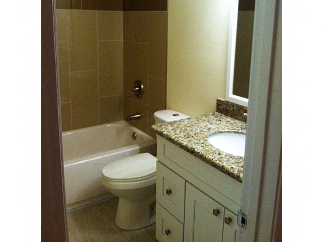 a bathroom with a toilet and a sink and a tub