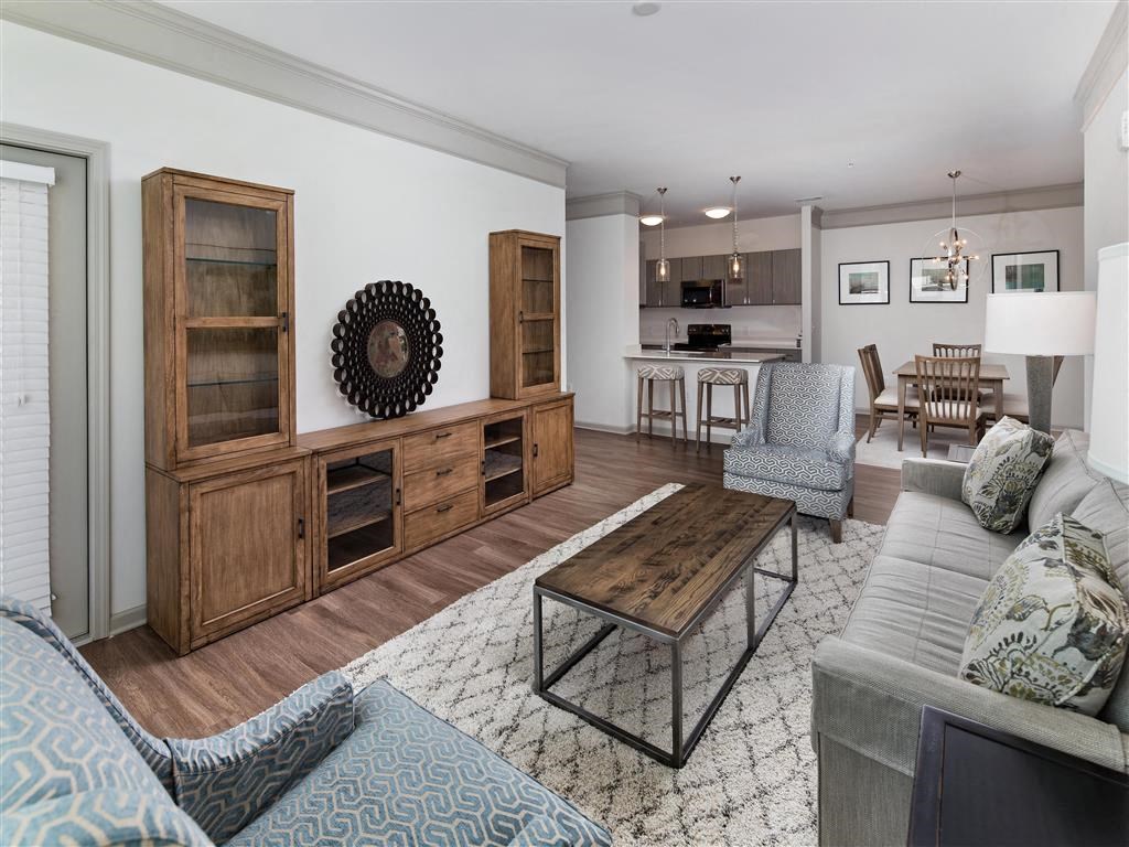 a living room with a couch and a table