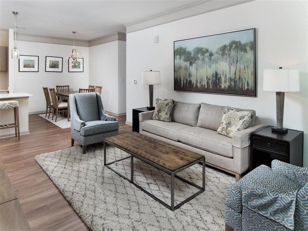 a living room with a couch and a coffee table