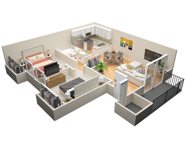 Two Bedroom / One Bath B Floor Plan 4