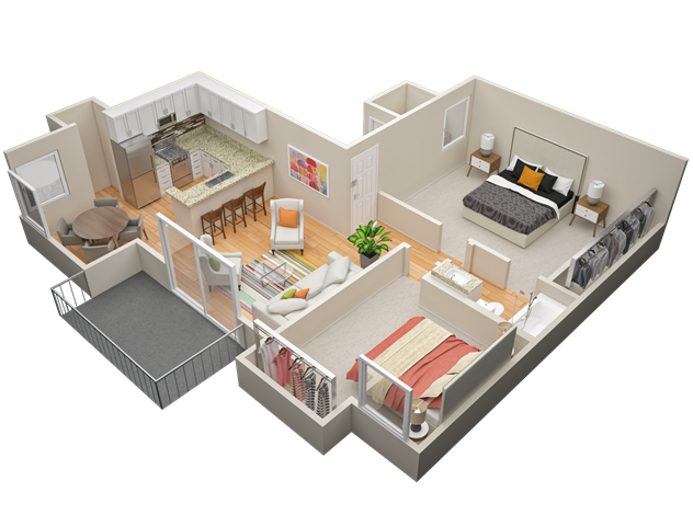 Two Bedroom / One Bath A Floor Plan 3