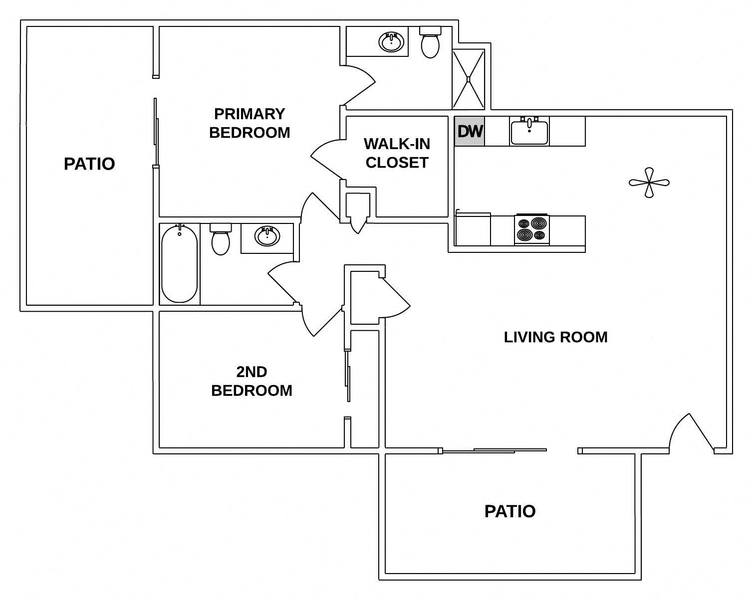 2 Bed / 2 Bath: Type B