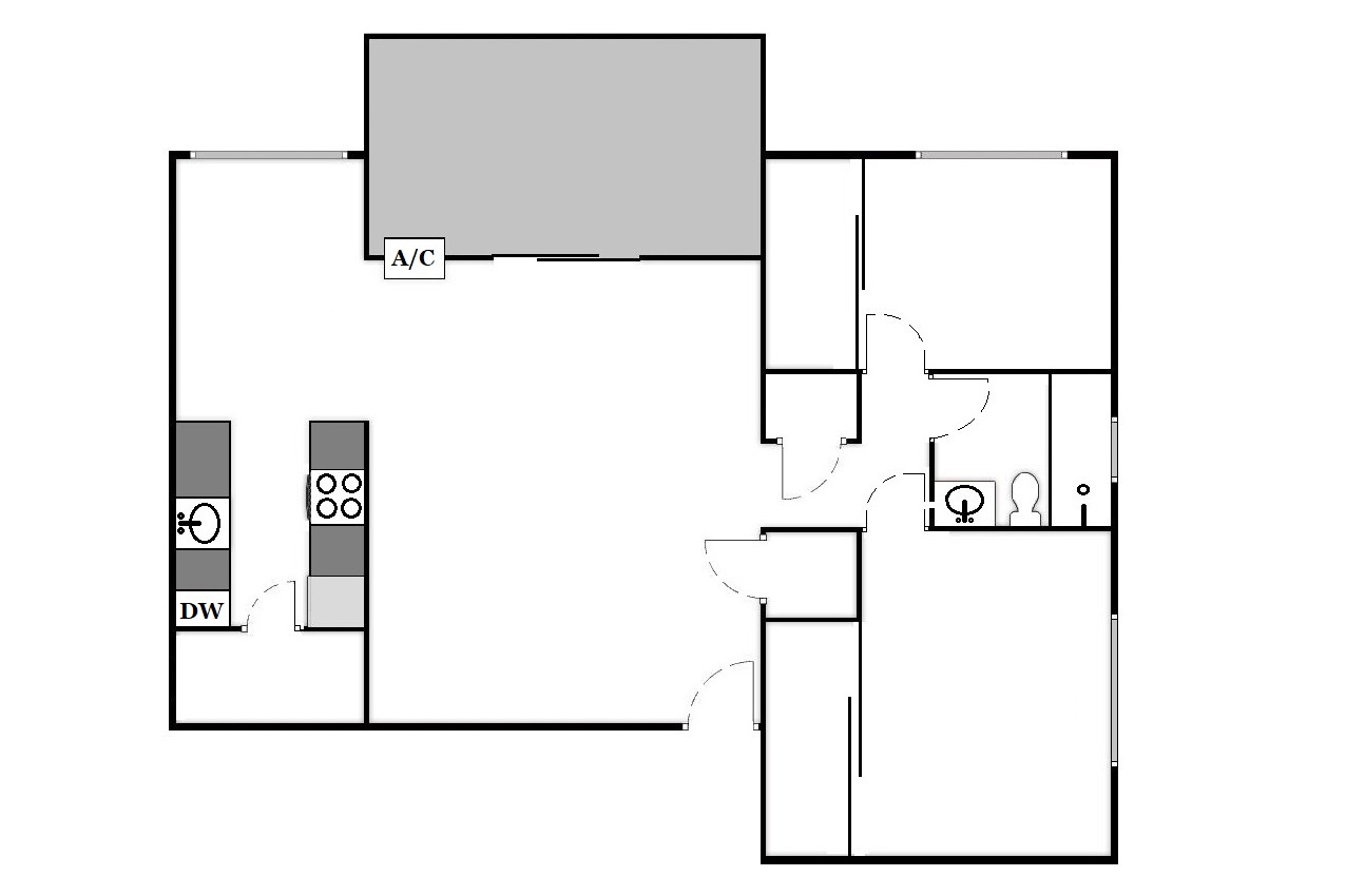 2 Bed / 1 Bath: Type B
