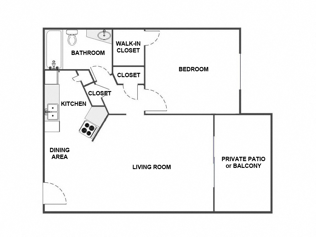 1 Bed / 1 Bath: Type D