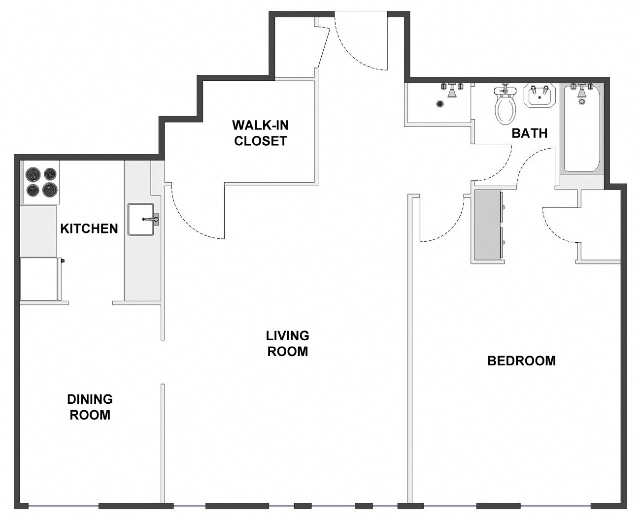 1 Bed / 1 Bath: Type D