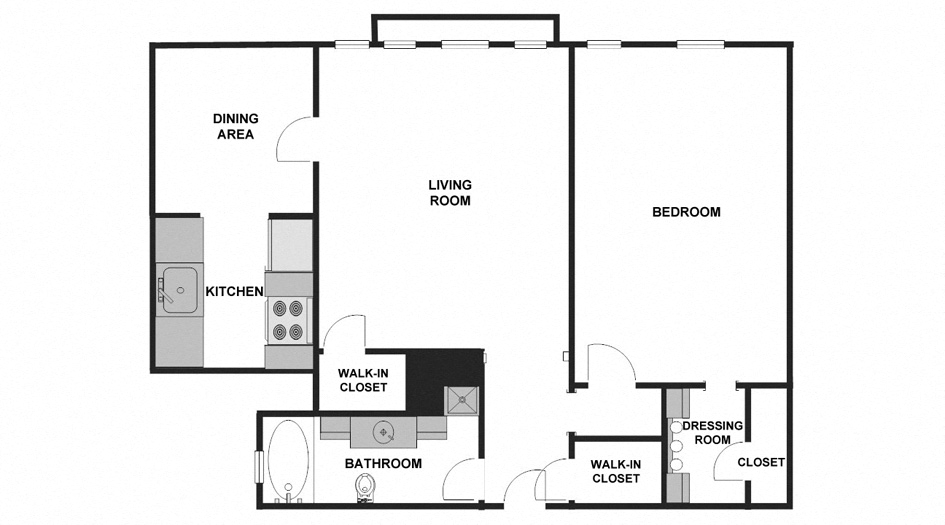 1 Bed / 1 Bath: Type F