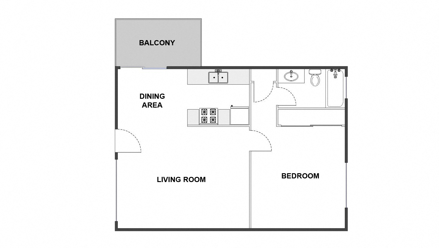 1 Bed / 1 Bath: Type C