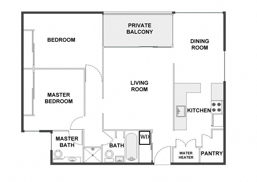 2 Bed / 2 Bath: Type F