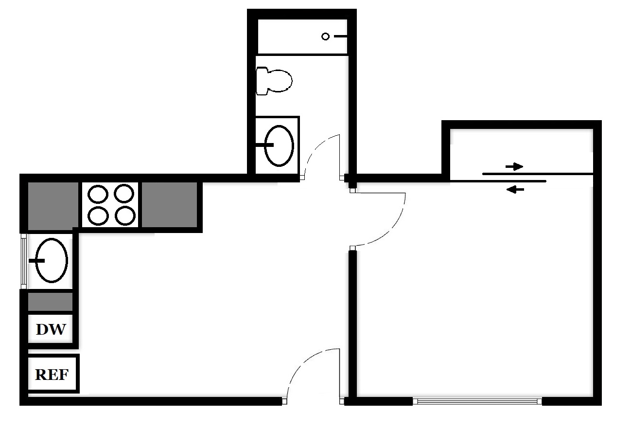 1 Bed / 1 Bath: Type C