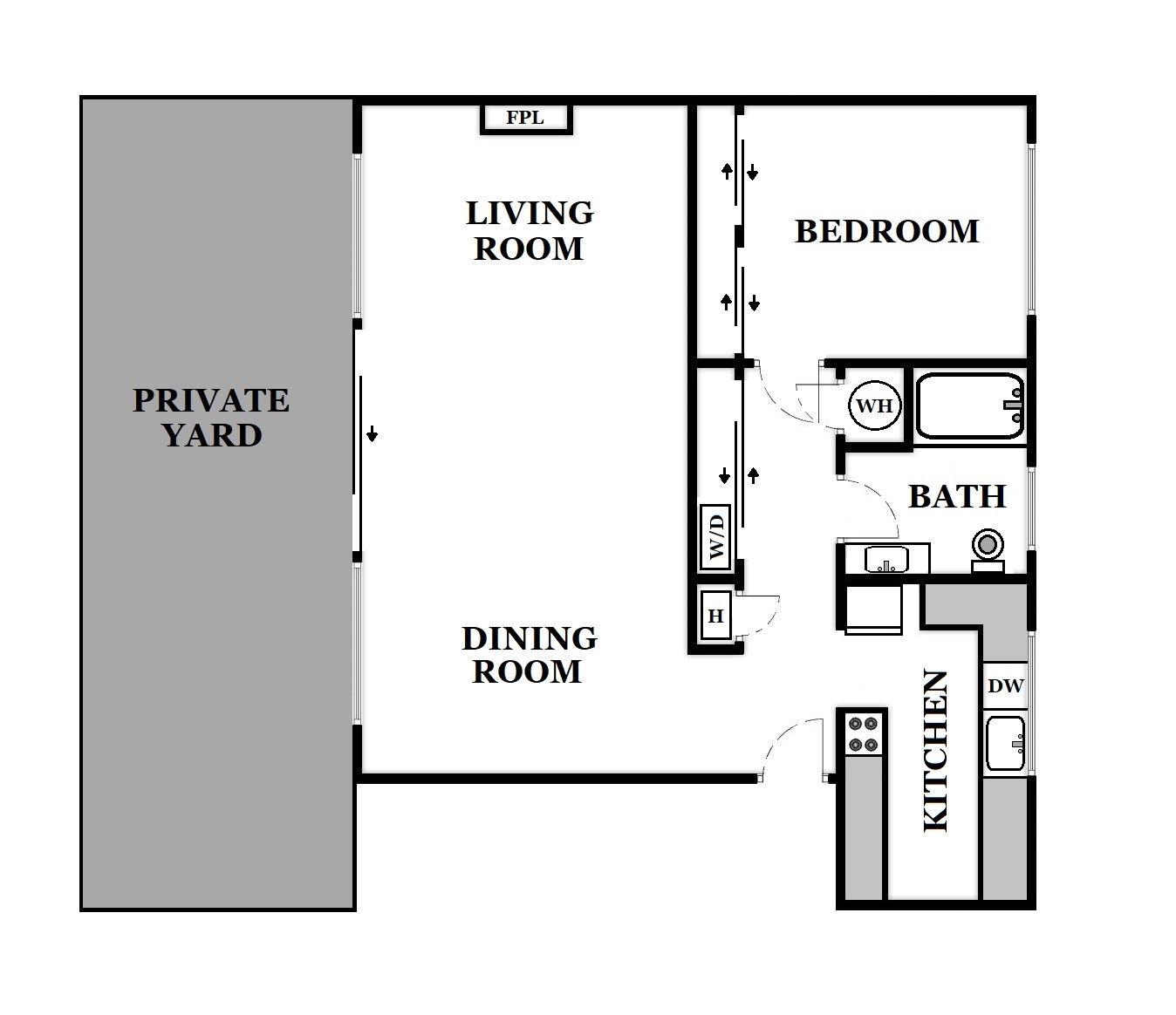1 Bed / 1 Bath: Type C
