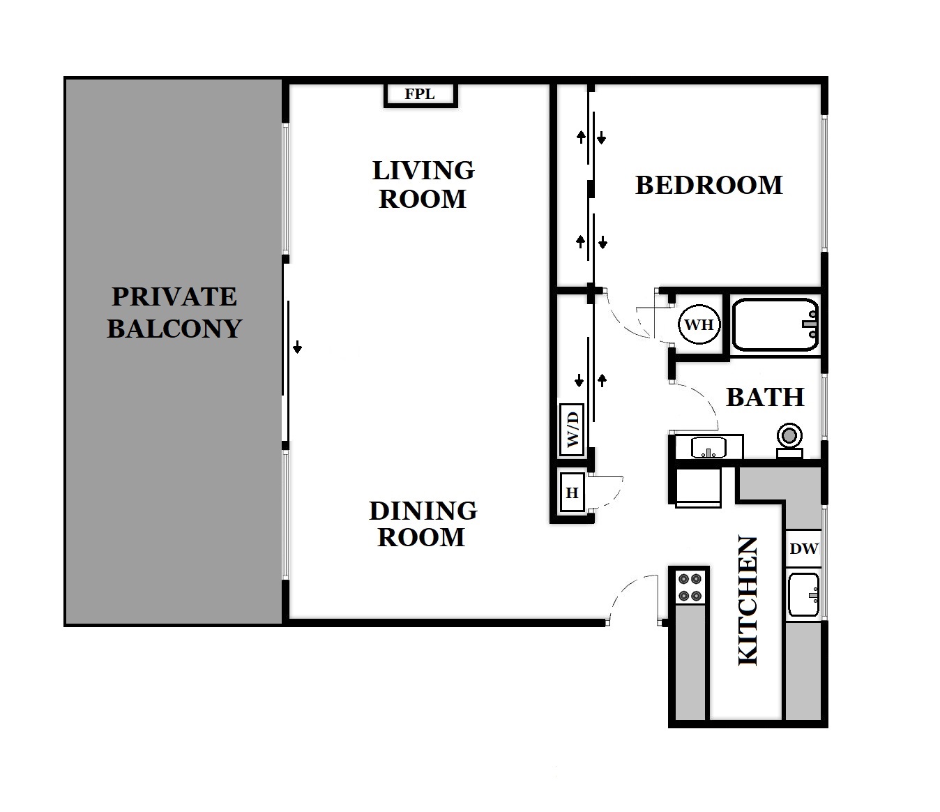 1 Bed / 1 Bath: Type D
