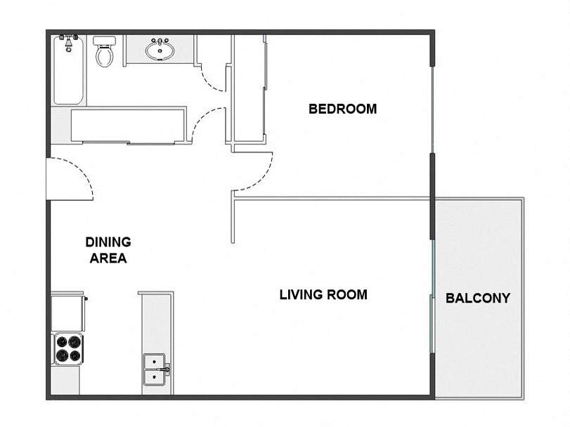 1 Bed / 1 Bath: Type D