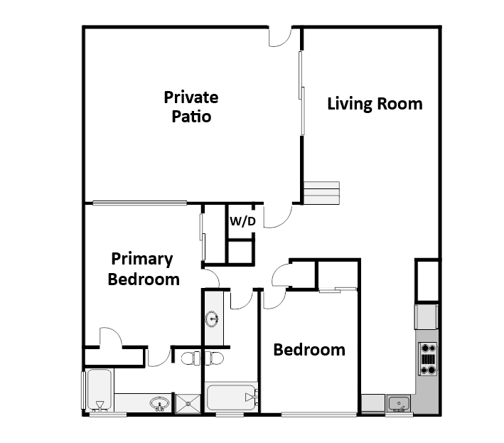 2 Bed / 2 Bath: Type A