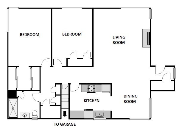 2 Bed / 1 Bath: Type E