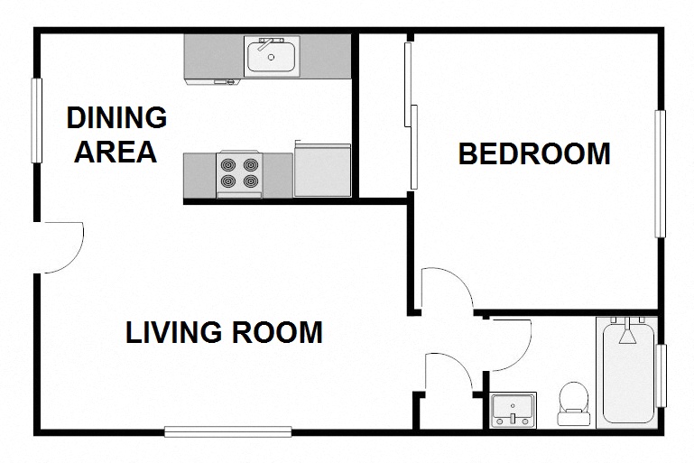 1 Bed / 1 Bath: Type G